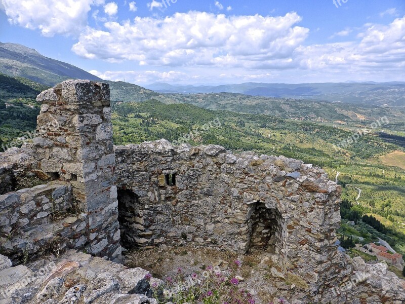 Mystras Citadel Fortress Walls Castle