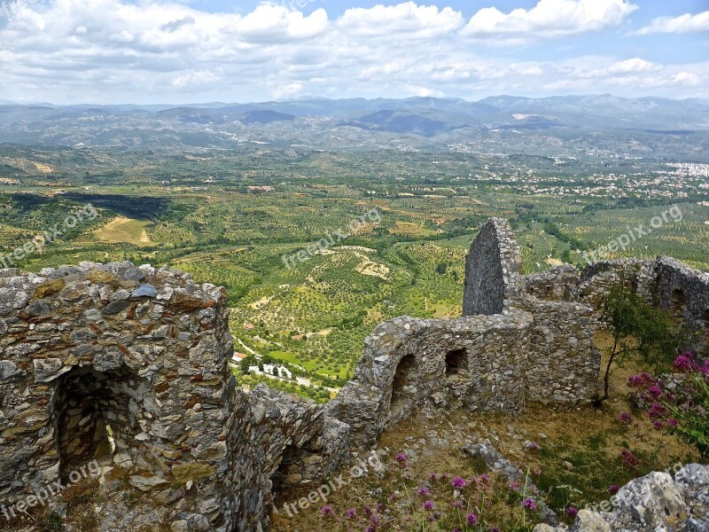 Mystras Citadel Fortress Walls Castle