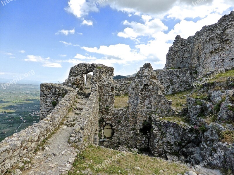 Mystras Citadel Fortress Walls Castle