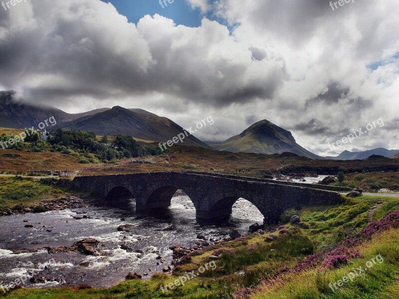 Scotland Bridge Clouds Mystical Free Photos