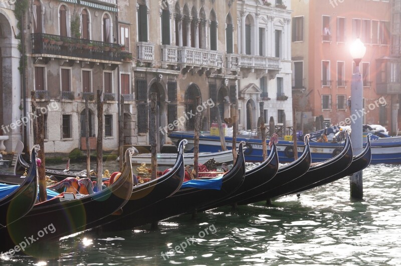 Venice Gondolas Water Channel Evening