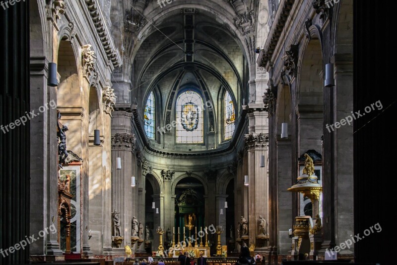 Church Nave Roman Catholic Saint-sulpice Paris