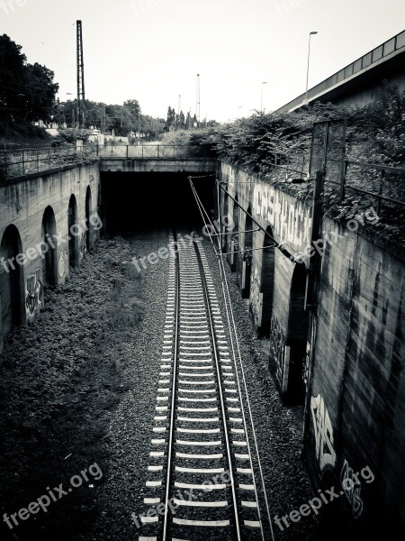 Rails Tunnel Railroad Track Track Railway