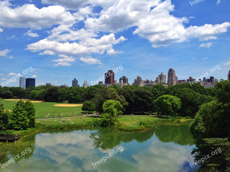 New York Central Park Grass Meadow Pond