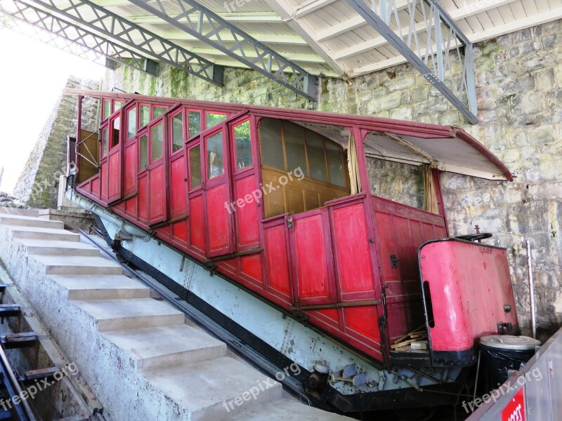 Cable Car Historically Glion Lake Geneva Switzerland