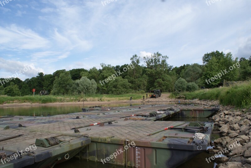 Floating Bridge River The Military The Army Free Photos