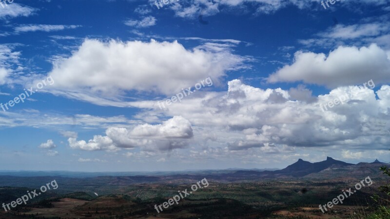 Blue Sky Clouds Mountains Nature