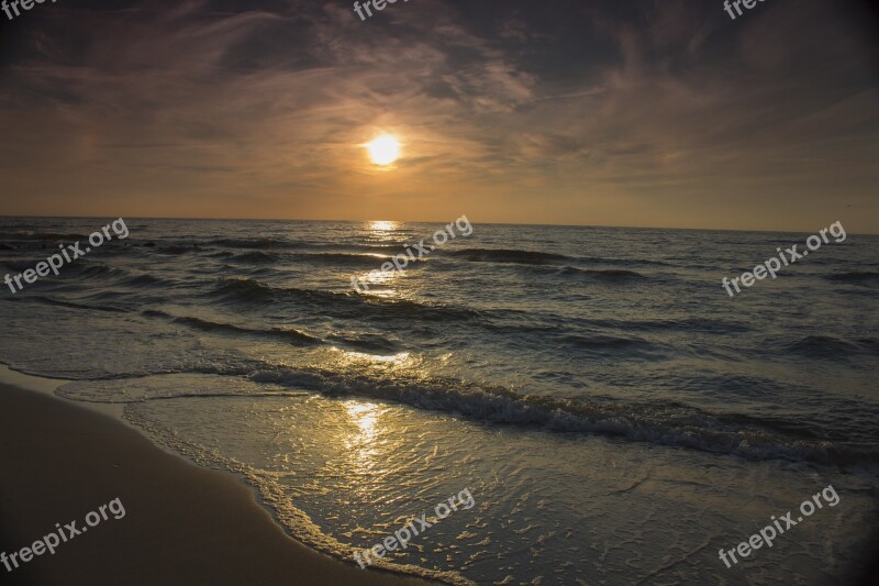 Sea Sunset Nature Evening Clouds