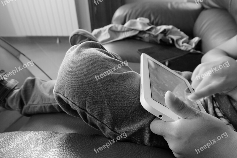 Tablet Sitting Technologies Black And White Free Photos