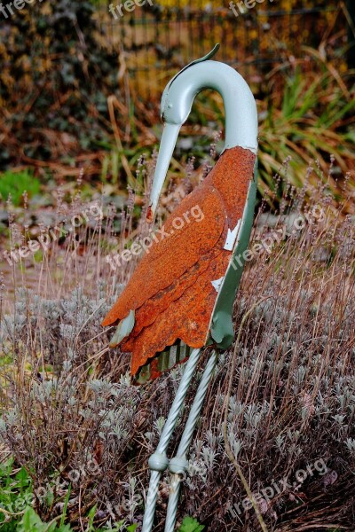 Stork Bird Art Iron Rust