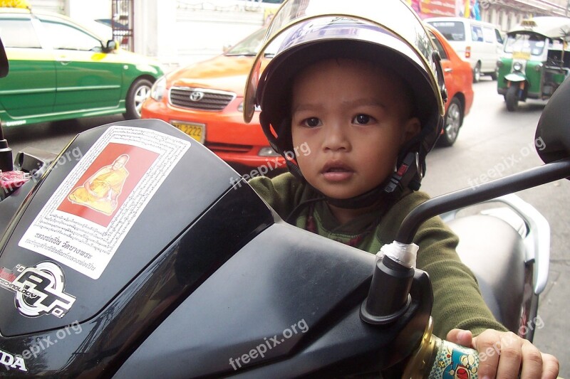 Thailand Bangkok Asia Child Motorcycle