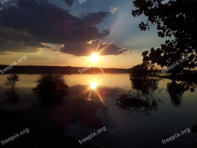 Sun Water Sunset September Nature