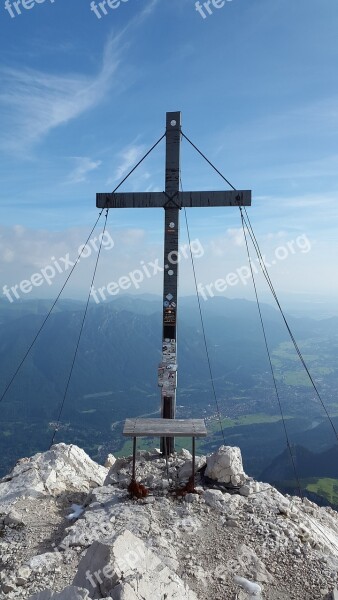 Alpspitze Summit Cross Summit Alpine Weather Stone