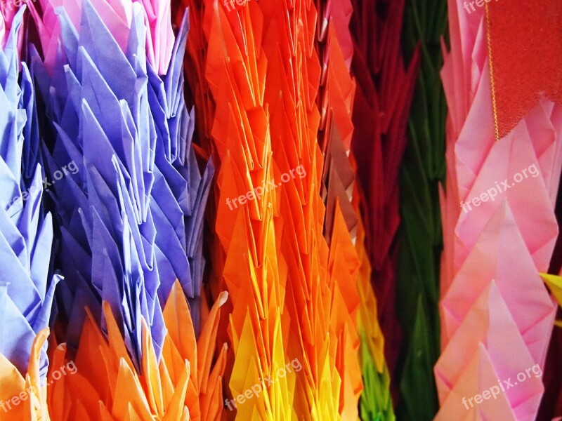 Japan Paper Cranes Blessing Go Color