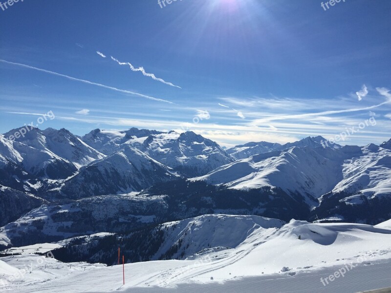 Mountains Winter Snow Ski Run Landscape