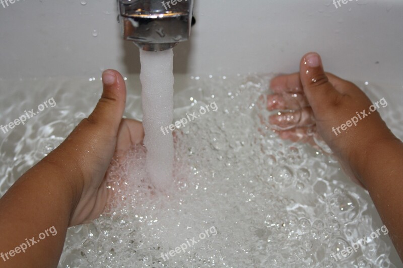 Water Tap Tap Water Child Hands Hands