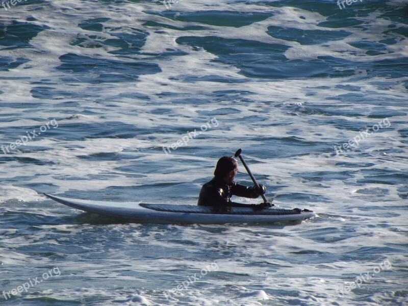 Sea Paddle Surf Waves Man