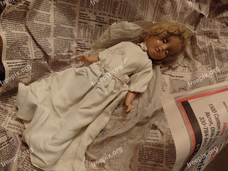 Porcelain Doll Antique Newspaper Free Photos