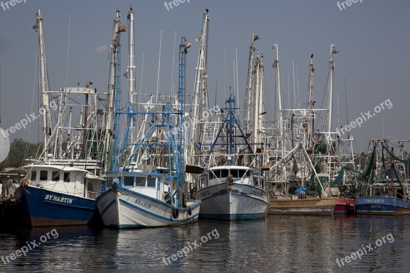 Shrimp Boats Port Sea Fishing Ships