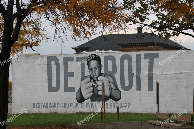 Detroit Graffiti Joe Louis Building Michigan