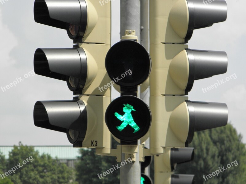 Little Green Man Traffic Lights Green Go Traffic Signal