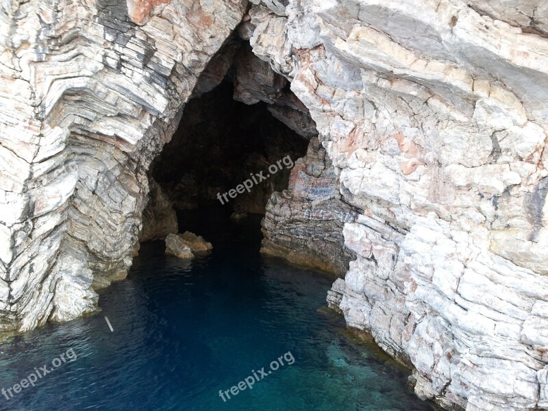 Grotto Rock Water Lake Landscape