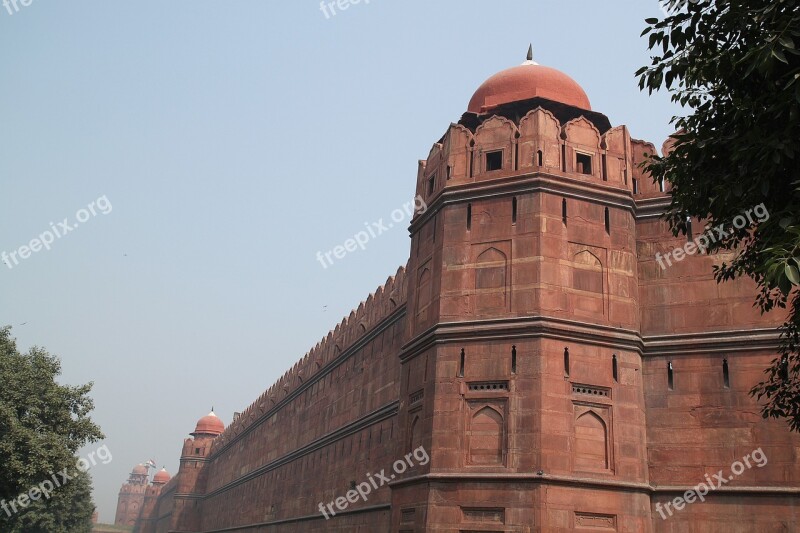 Red Fort New Delhi Moghul Fort Wall Architecture India