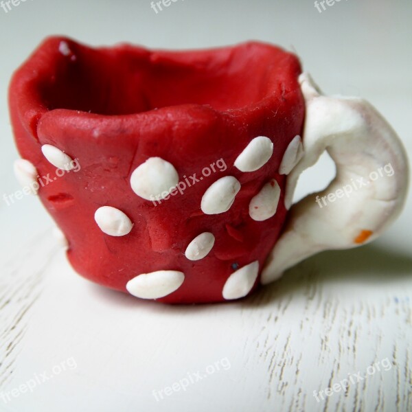 Cup Points Red White Play Dough Modelling