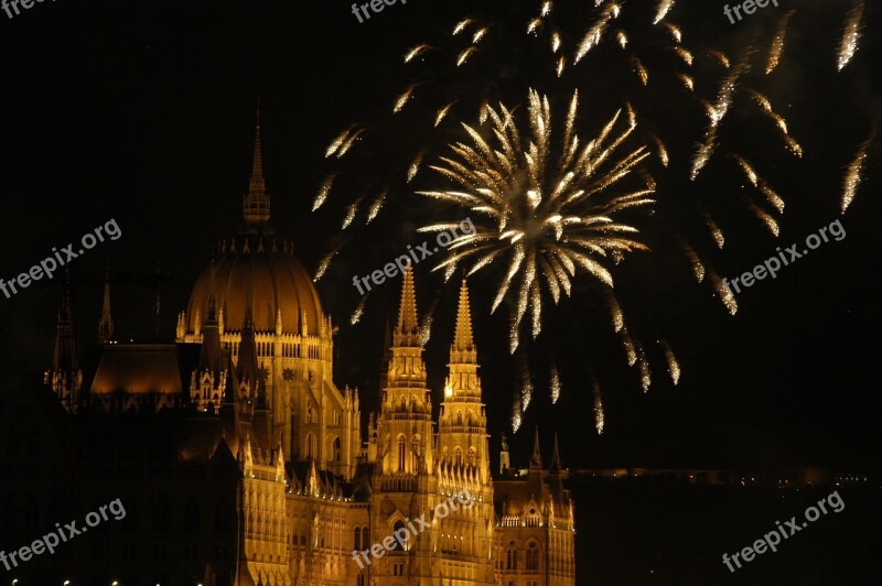 Fireworks Budapest Hungary Night Free Photos