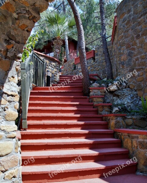 Stairs Red Soar Stone Steps Free Photos