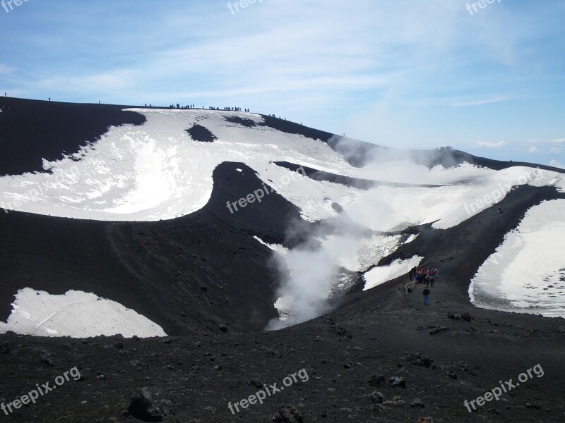 Etna Volcano Ice Free Photos