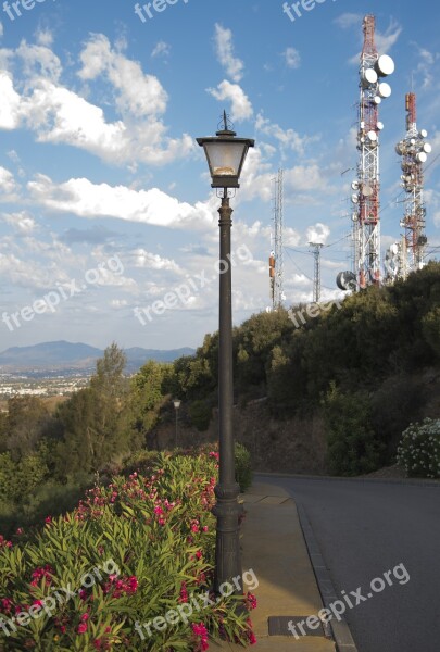 Street Lamp Torres Communications Sky Clouds