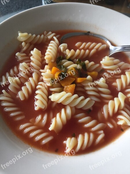 Soup Dinner Eating Kitchen Pasta