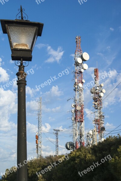 Technology Street Lamp Contrast Blue Sky Rugged