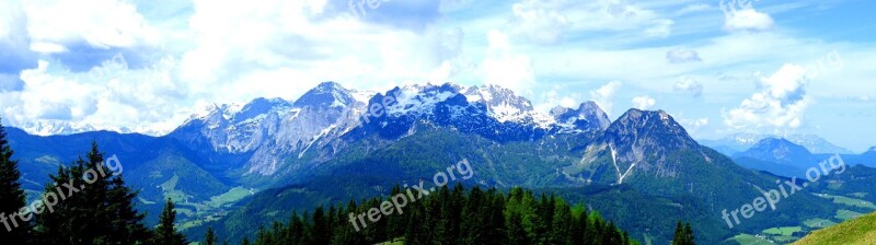 Panorama Tennengebirge Mountains Reported Clouds