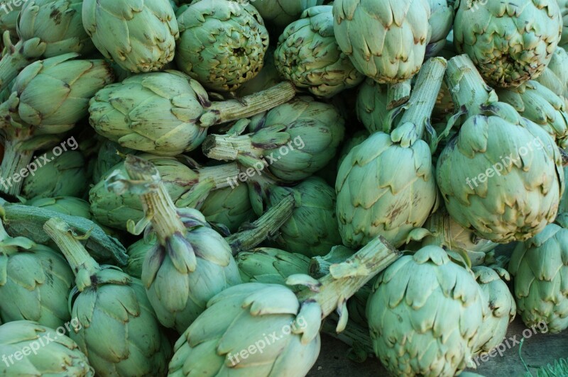 Artichokes Vegetables Market Green Food