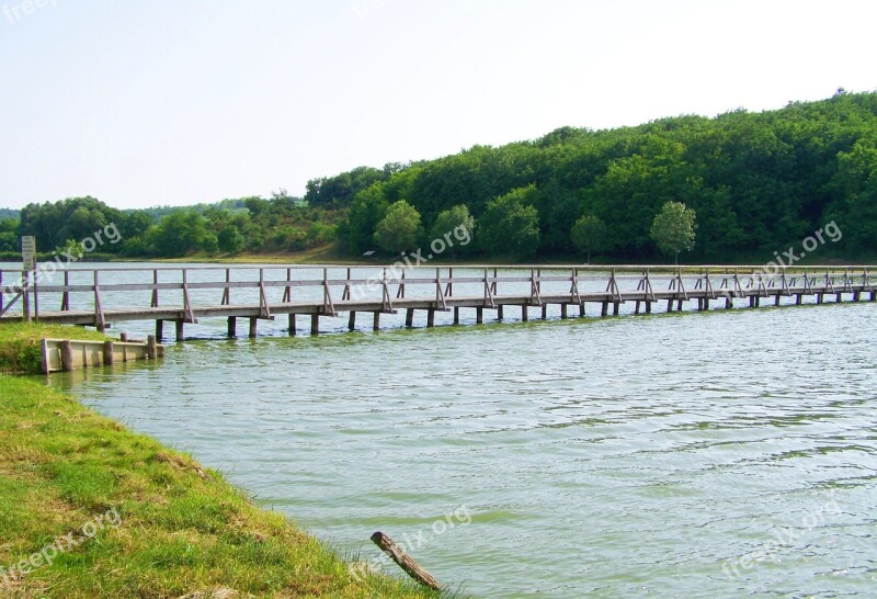 Wooden Bridge Erősmároki Lake Hungary Free Photos