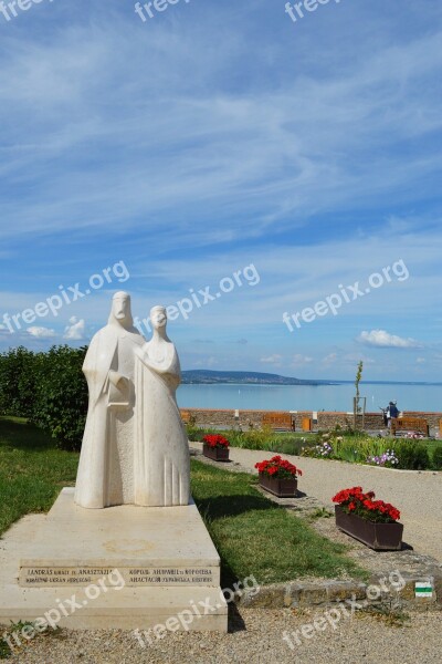 Lake Balaton Tihany Statue Clouds Sky