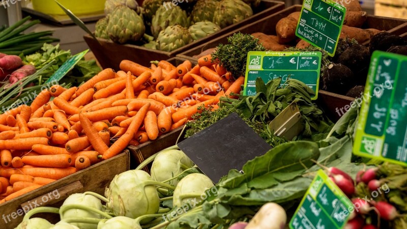 Market Vegetables Carrots Artichokes Herbs