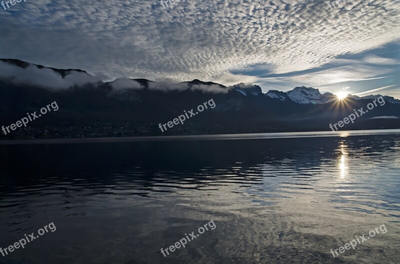 Annecy Sunrise Lake Autumn Free Photos