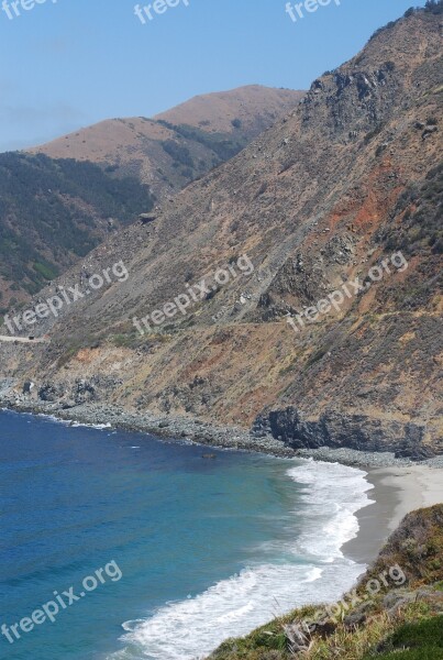 Mountain Range Coastline Landscape Mountain Nature