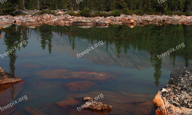 Pink Granite Granite Rock Slide Reflection Water