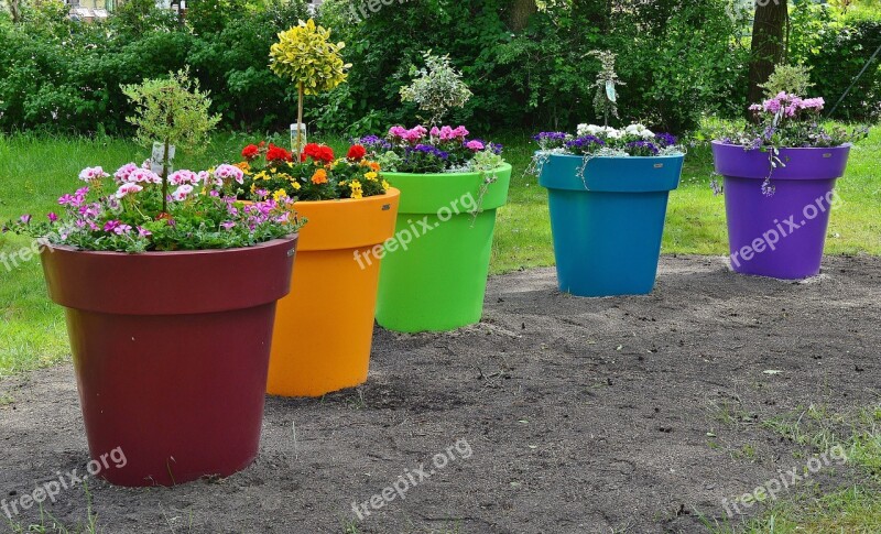 Flower Pots Large Park Deco Free Photos