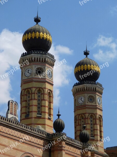 Hungary Synagogue Church Tower Blue