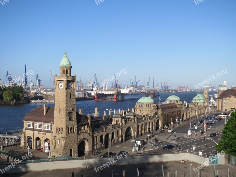 Hamburg Landungsbrücken Port Germany Water