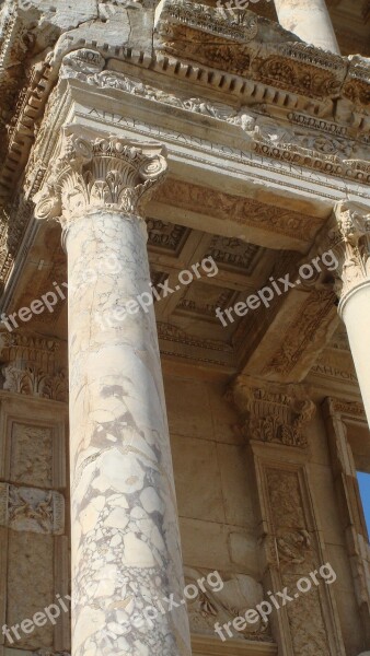 Column Ephesus Historic Turkey Ancient