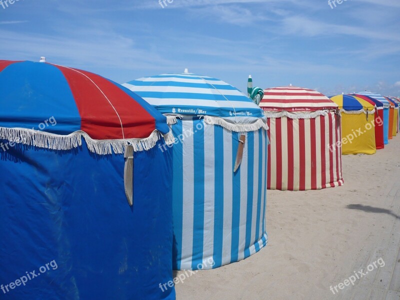 Beach Trouville Stripes Free Photos