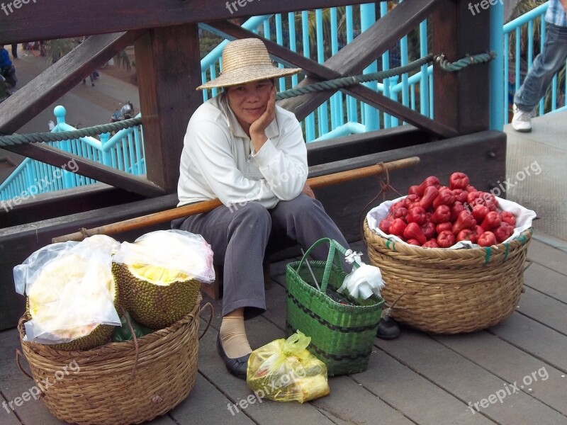 Vendor Chinese Fruit Market Woman