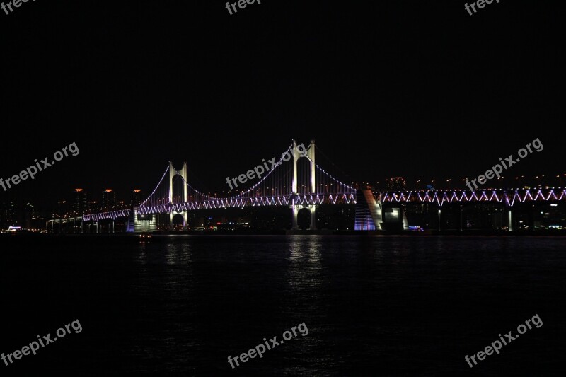 Gwangan Bridge Night View Sea Bridge Gwangalli