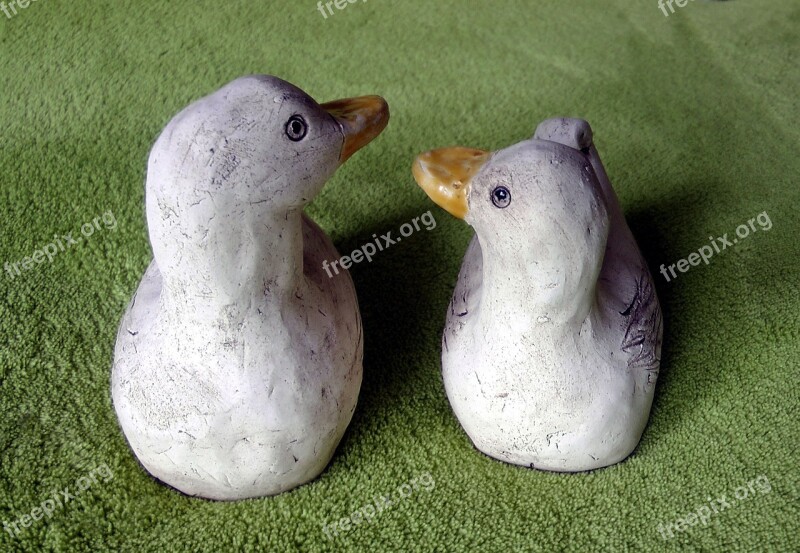 Clay Figures Pair Of Ducks Weel Art Decoration